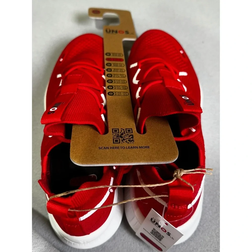 Unos Neillium Red Sneakers Men 5-6 Women 6.5-7.5 Athletic Running‎ Shoes Lace Up